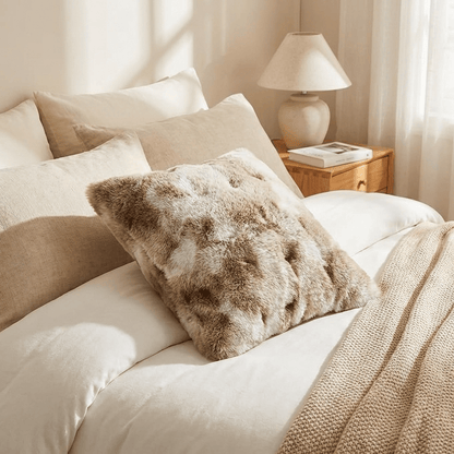 Faux Rabbit Fur Throw Pillow