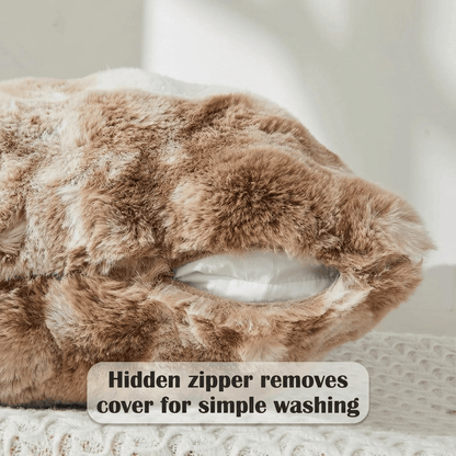 Faux Rabbit Fur Throw Pillow