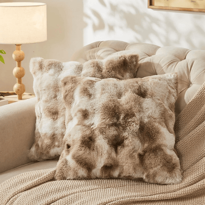 Faux Rabbit Fur Throw Pillow