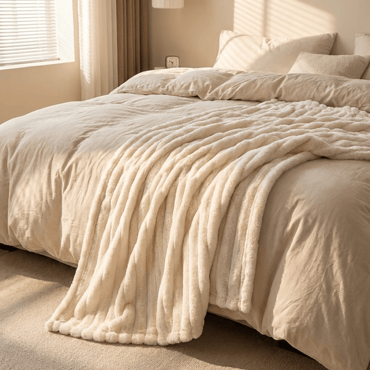 Ribbed Fleece Throw Blanket